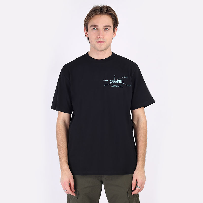 мужская черная футболка Carhartt WIP S/S Blueprint T-Shirt I029979-blk/lgt blue - цена, описание, фото 3